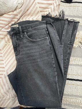 Madewell Kick Out Full-Length Black-Grey Frayed-Hem